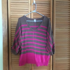 Brown and Pink Striped Sweater